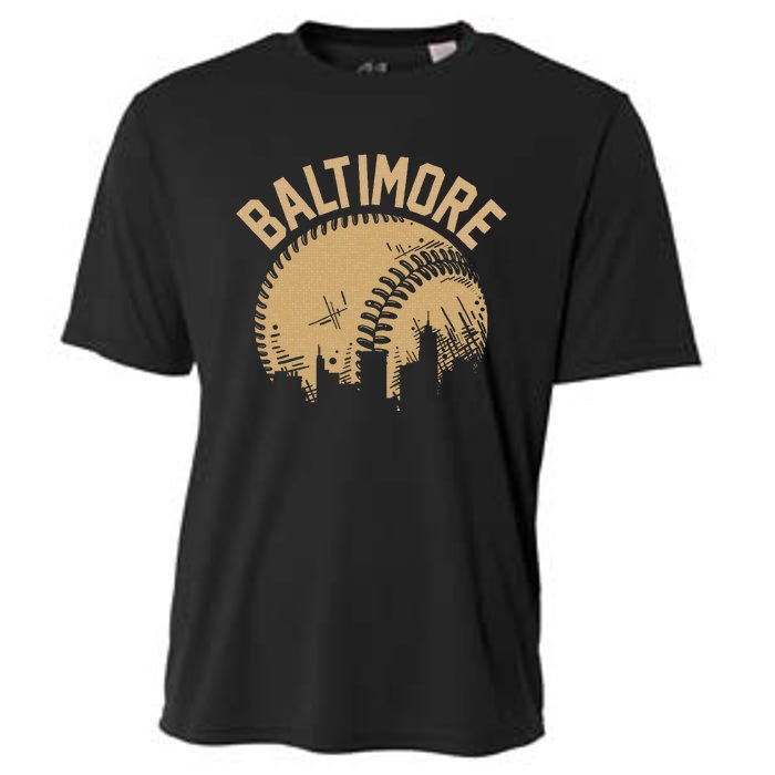 Baltimore Baseball Skyline Maryland Player Coach Fan Cooling Performance Crew T-Shirt