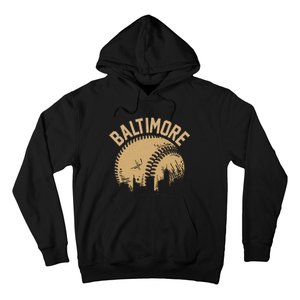 Baltimore Baseball Skyline Maryland Player Coach Fan Hoodie