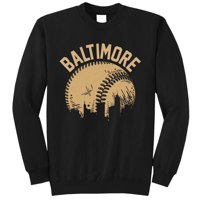 Baltimore Baseball Skyline Maryland Player Coach Fan Sweatshirt