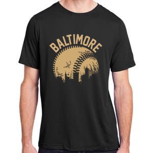 Baltimore Baseball Skyline Maryland Player Coach Fan Adult ChromaSoft Performance T-Shirt