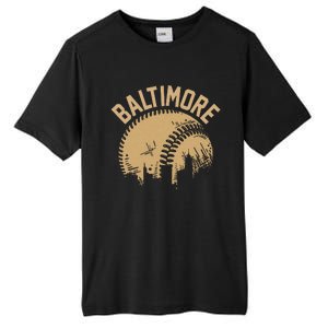 Baltimore Baseball Skyline Maryland Player Coach Fan Tall Fusion ChromaSoft Performance T-Shirt