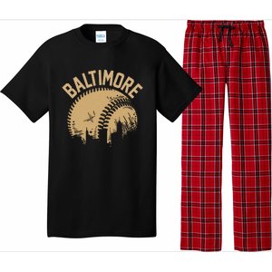 Baltimore Baseball Skyline Maryland Player Coach Fan Pajama Set