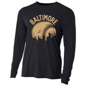 Baltimore Baseball Skyline Maryland Player Coach Fan Cooling Performance Long Sleeve Crew