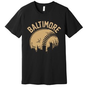 Baltimore Baseball Skyline Maryland Player Coach Fan Premium T-Shirt