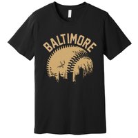 Baltimore Baseball Skyline Maryland Player Coach Fan Premium T-Shirt