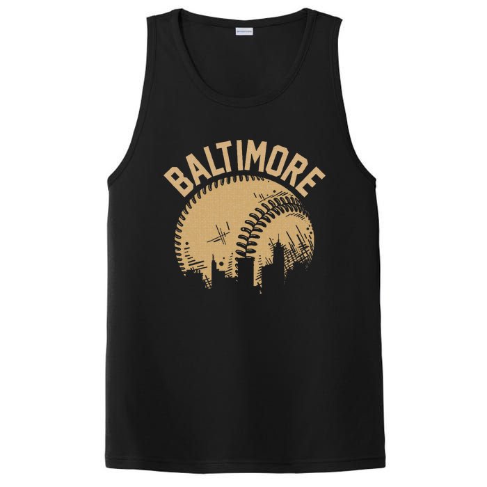 Baltimore Baseball Skyline Maryland Player Coach Fan PosiCharge Competitor Tank