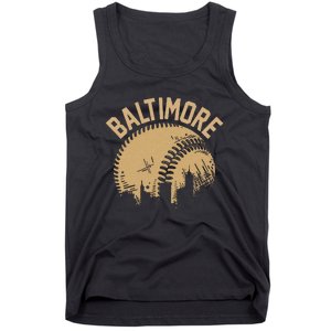 Baltimore Baseball Skyline Maryland Player Coach Fan Tank Top