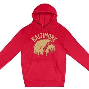 Baltimore Baseball Skyline Maryland Player Coach Fan Premium Pullover Hoodie