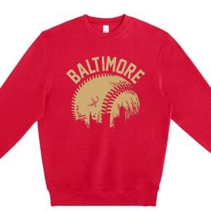 Baltimore Baseball Skyline Maryland Player Coach Fan Premium Crewneck Sweatshirt