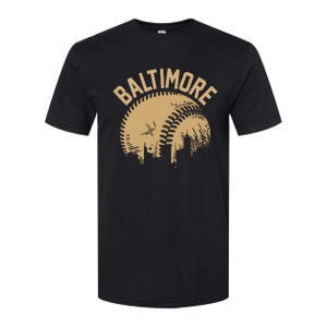 Baltimore Baseball Skyline Maryland Player Coach Fan Softstyle CVC T-Shirt