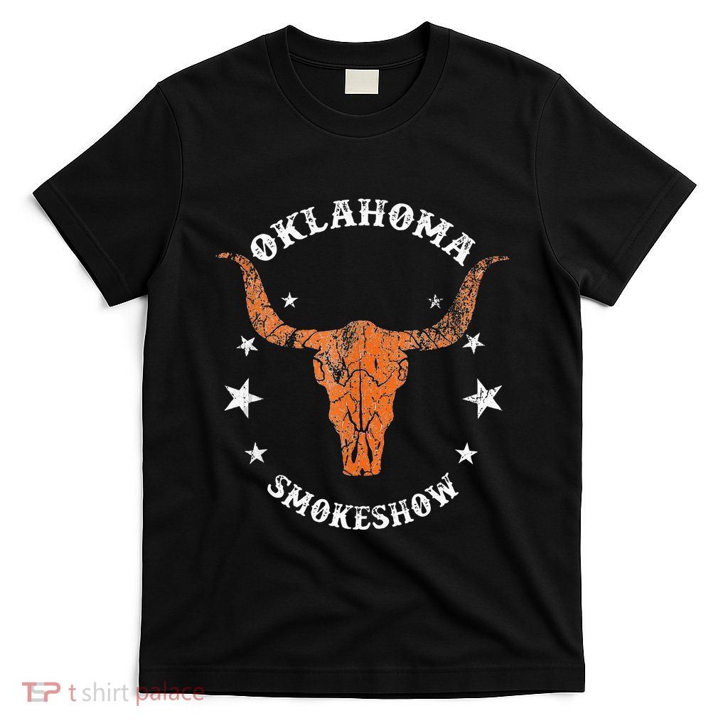 Boho Bull Skull Cow Oklahoma Smokeshow Western Country T-Shirt