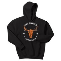 Boho Bull Skull Cow Oklahoma Smokeshow Western Country Kids Hoodie