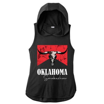 Boho Bull Skull Cow Oklahoma Smokeshow Western Country Ladies PosiCharge Tri-Blend Wicking Draft Hoodie Tank