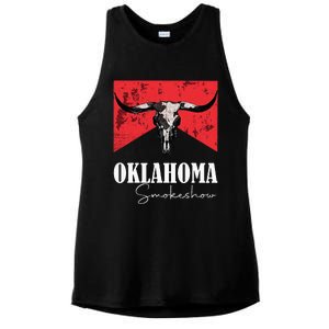 Boho Bull Skull Cow Oklahoma Smokeshow Western Country Ladies PosiCharge Tri-Blend Wicking Tank