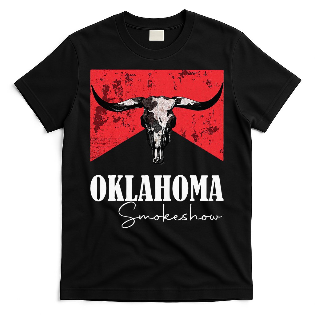 Boho Bull Skull Cow Oklahoma Smokeshow Western Country T-Shirt