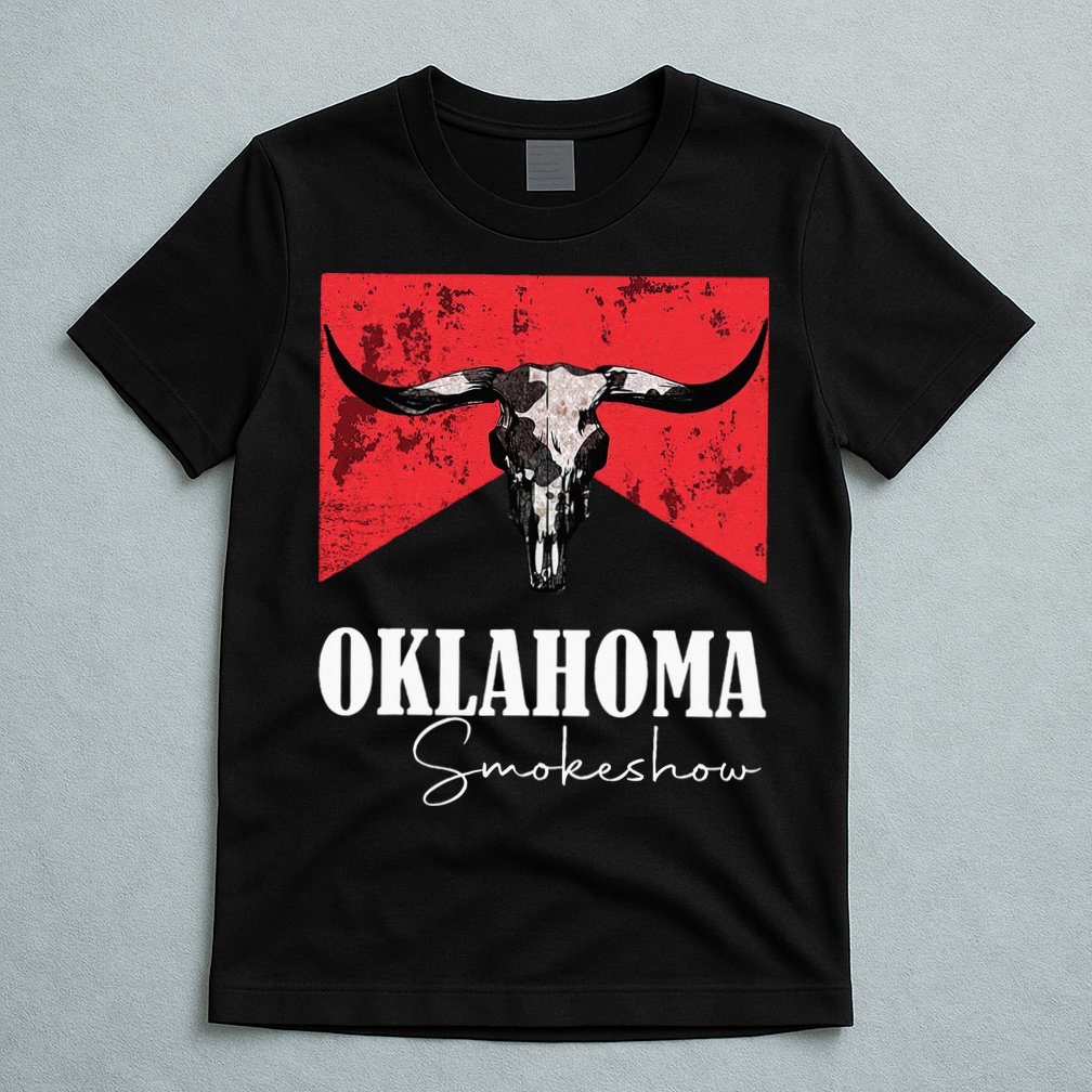Boho Bull Skull Cow Oklahoma Smokeshow Western Country T-Shirt