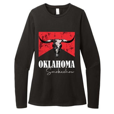 Boho Bull Skull Cow Oklahoma Smokeshow Western Country Womens CVC Long Sleeve Shirt