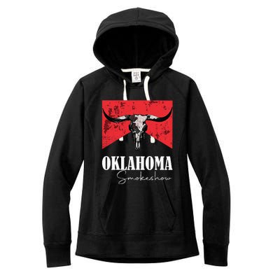 Boho Bull Skull Cow Oklahoma Smokeshow Western Country Women's Fleece Hoodie