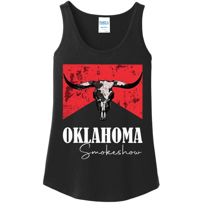 Boho Bull Skull Cow Oklahoma Smokeshow Western Country Ladies Essential Tank