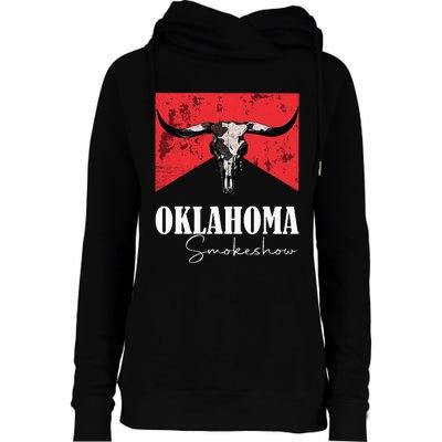 Boho Bull Skull Cow Oklahoma Smokeshow Western Country Womens Funnel Neck Pullover Hood