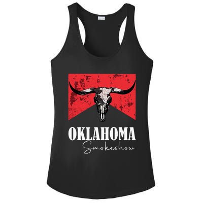 Boho Bull Skull Cow Oklahoma Smokeshow Western Country Ladies PosiCharge Competitor Racerback Tank