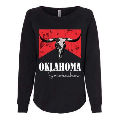 Boho Bull Skull Cow Oklahoma Smokeshow Western Country Womens California Wash Sweatshirt