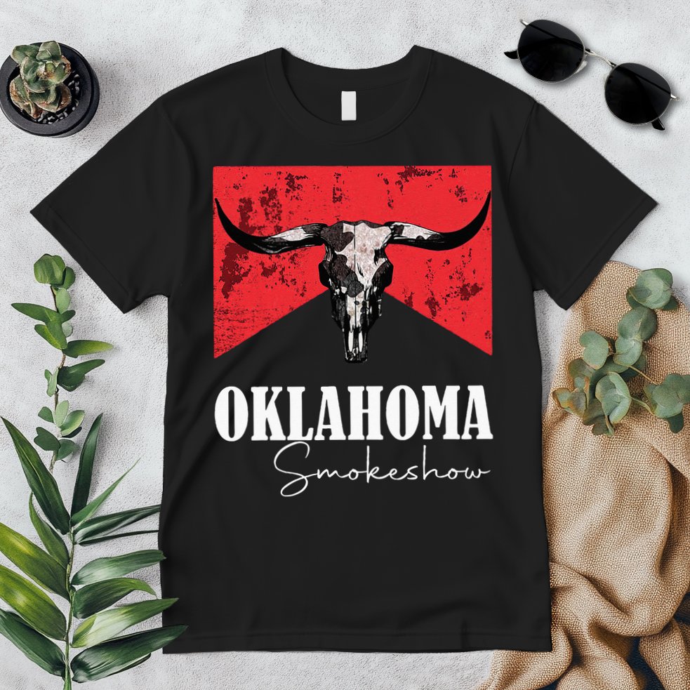 Boho Bull Skull Cow Oklahoma Smokeshow Western Country Premium T-Shirt