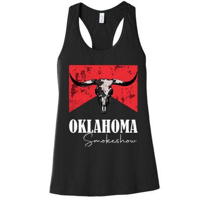 Boho Bull Skull Cow Oklahoma Smokeshow Western Country Women's Racerback Tank