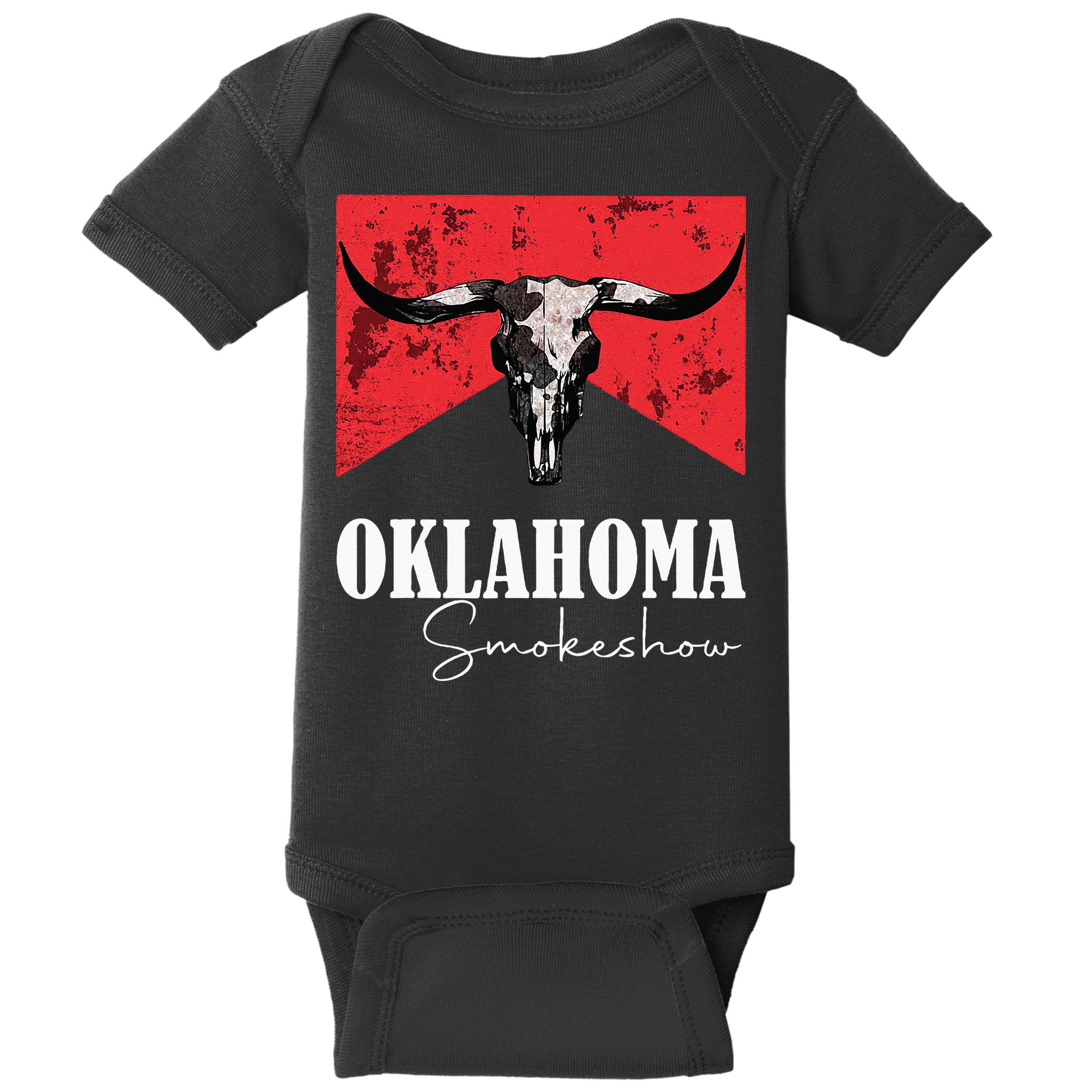 Boho Bull Skull Cow Oklahoma Smokeshow Western Country Baby Bodysuit