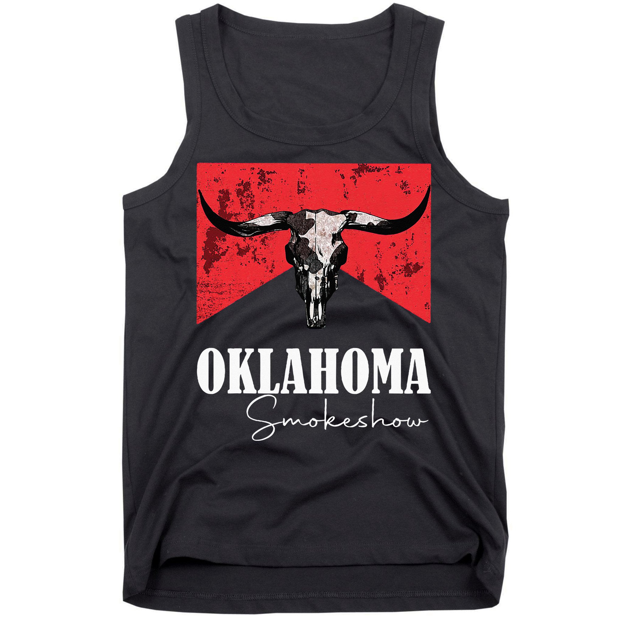 Boho Bull Skull Cow Oklahoma Smokeshow Western Country Tank Top