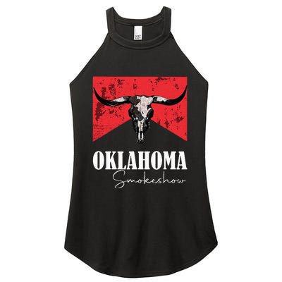 Boho Bull Skull Cow Oklahoma Smokeshow Western Country Women's Perfect Tri Rocker Tank