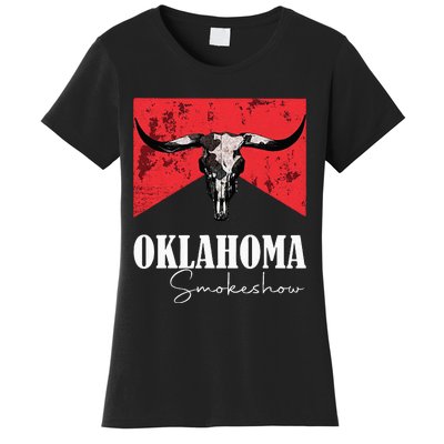 Boho Bull Skull Cow Oklahoma Smokeshow Western Country Women's T-Shirt