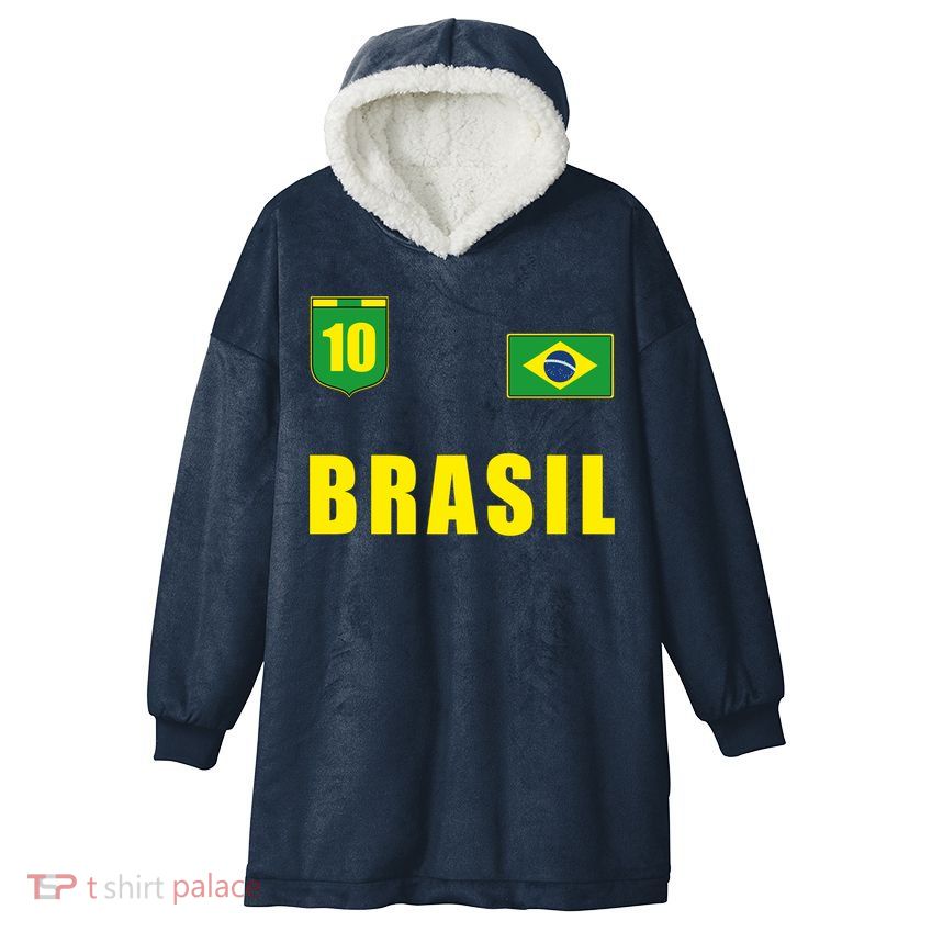 Brasil Brazil Soccer Player Jersey Flag Trikot Clothing Pullover Hoodie Hooded Wearable Blanket