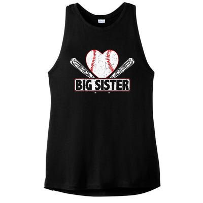 Baseball Big Sister Matching Family Softball Baseball Lover Ladies PosiCharge Tri-Blend Wicking Tank