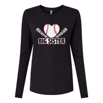 Baseball Big Sister Matching Family Softball Baseball Lover Womens Cotton Relaxed Long Sleeve T-Shirt