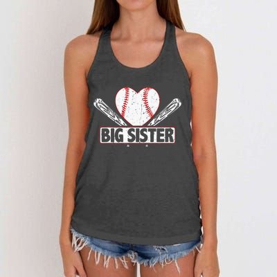 Baseball Big Sister Matching Family Softball Baseball Lover Women's Knotted Racerback Tank