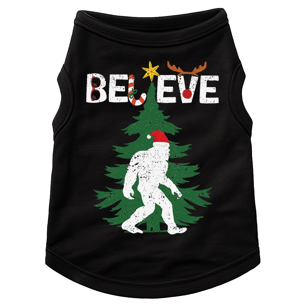 Believe Bigfoot Sasquatch Yeti Santa Hat Christmas Pajamas Doggie Tank