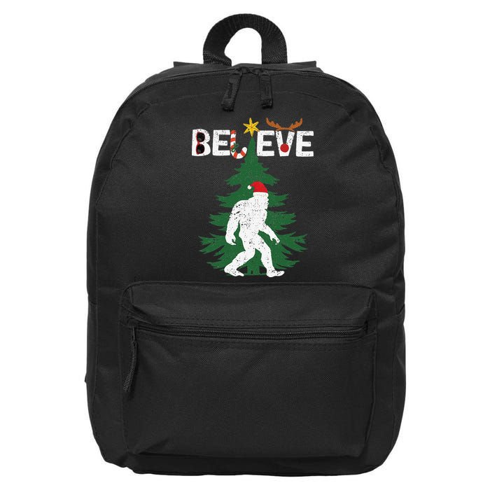 Believe Bigfoot Sasquatch Yeti Santa Hat Christmas Pajamas 16 in Basic Backpack