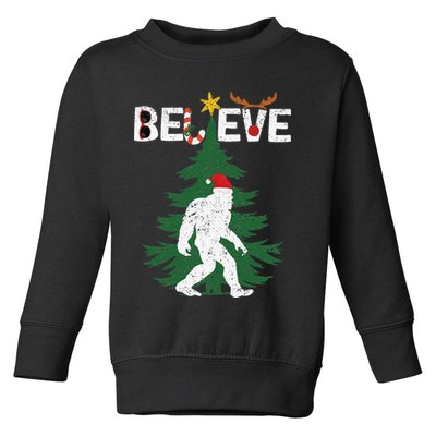 Believe Bigfoot Sasquatch Yeti Santa Hat Christmas Pajamas Toddler Sweatshirt