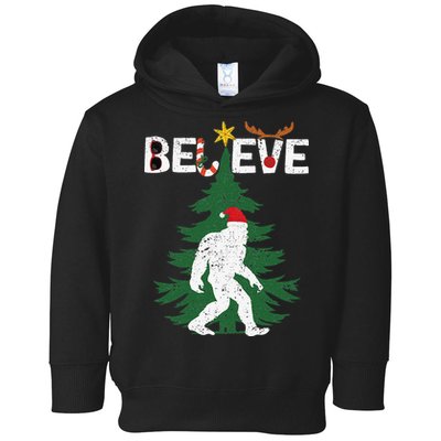Believe Bigfoot Sasquatch Yeti Santa Hat Christmas Pajamas Toddler Hoodie