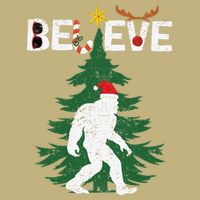 Believe Bigfoot Sasquatch Yeti Santa Hat Christmas Pajamas Cooling Performance Crew T-Shirt
