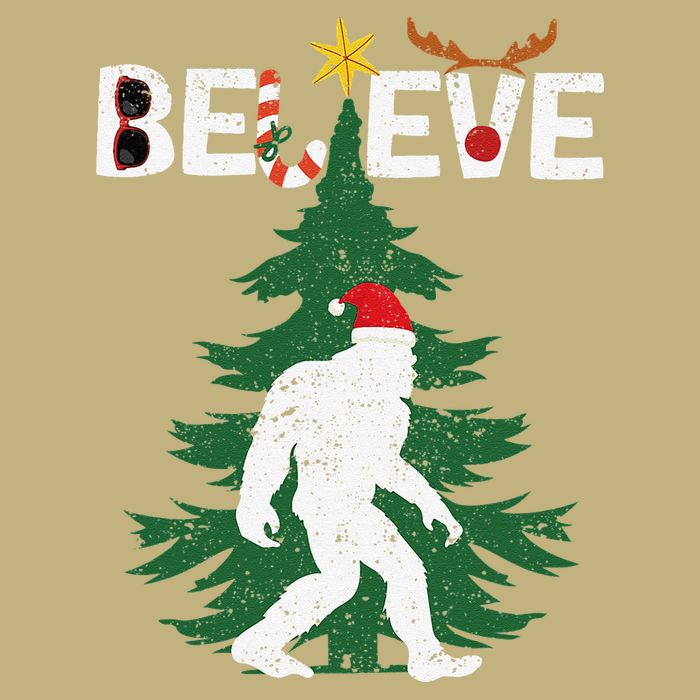 Believe Bigfoot Sasquatch Yeti Santa Hat Christmas Pajamas Cooling Performance Crew T-Shirt