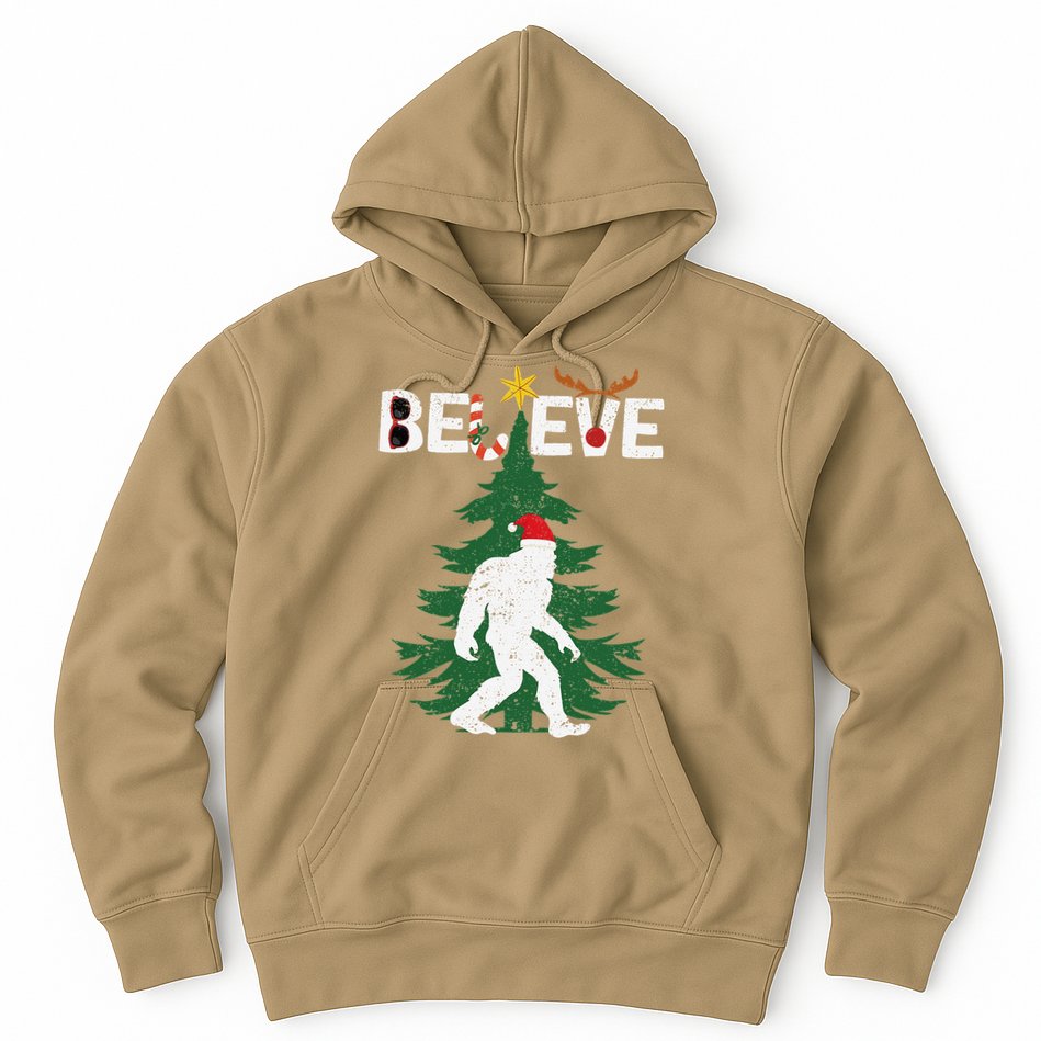 Believe Bigfoot Sasquatch Yeti Santa Hat Christmas Pajamas Hoodie