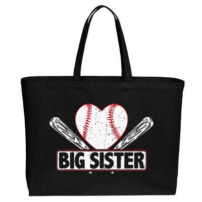 Baseball Big Sister Matching Family funny Baseball Lover Cotton Canvas Jumbo Tote