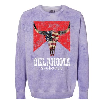 Boho Bull Skull Cow Oklahoma Smokeshow Western Country Colorblast Crewneck Sweatshirt