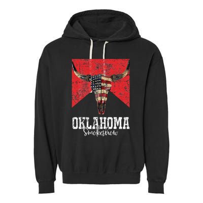 Boho Bull Skull Cow Oklahoma Smokeshow Western Country Garment-Dyed Fleece Hoodie