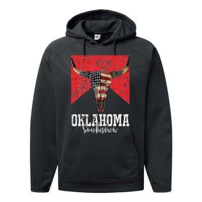 Boho Bull Skull Cow Oklahoma Smokeshow Western Country Performance Fleece Hoodie