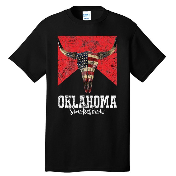 Boho Bull Skull Cow Oklahoma Smokeshow Western Country Tall T-Shirt