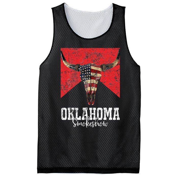 Boho Bull Skull Cow Oklahoma Smokeshow Western Country Mesh Reversible Basketball Jersey Tank