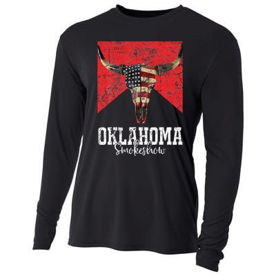 Boho Bull Skull Cow Oklahoma Smokeshow Western Country Cooling Performance Long Sleeve Crew